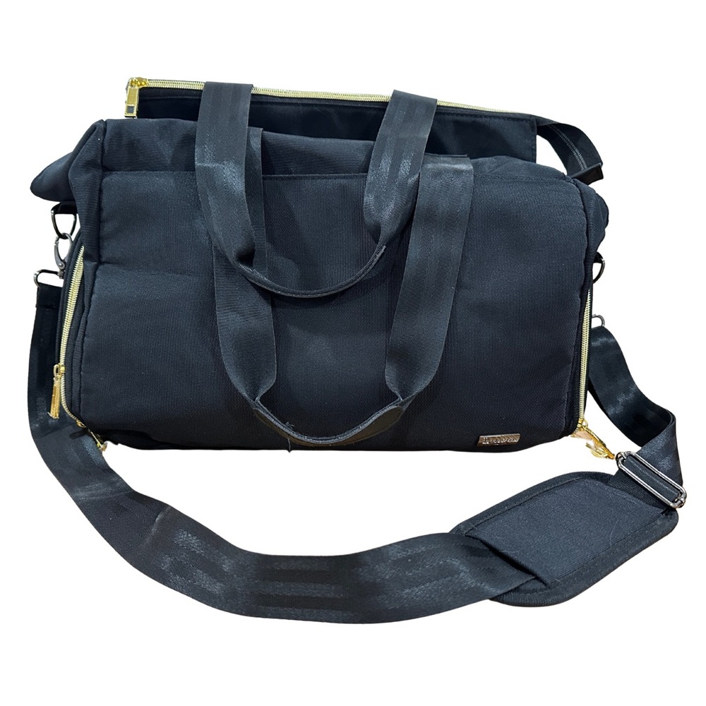 Black Baby Bag with Gold Zippers